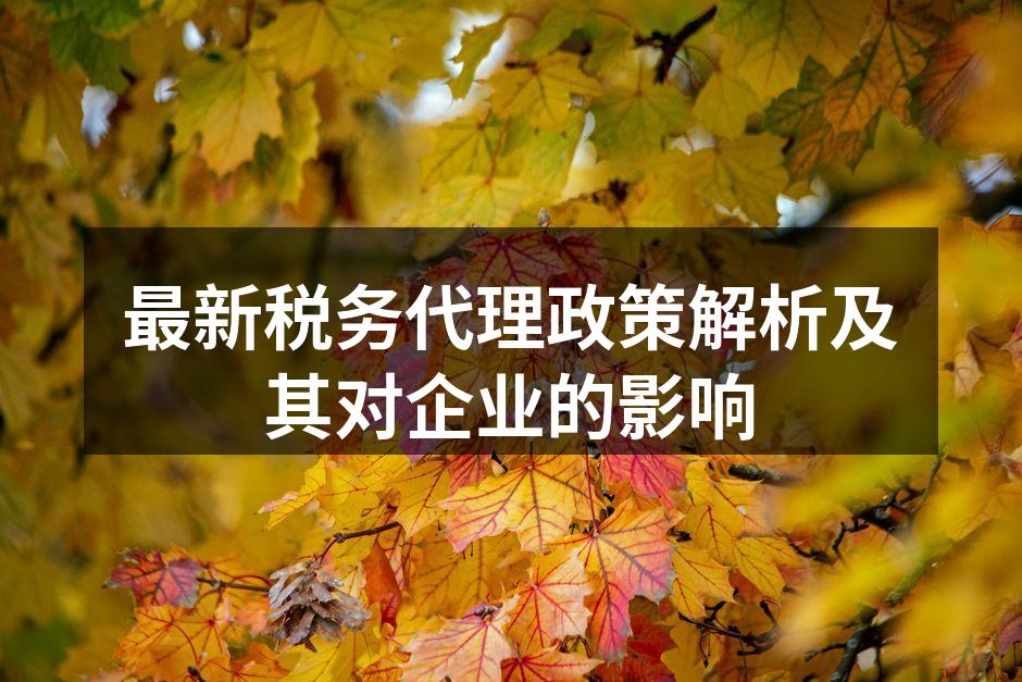 最新税务代理政策解析及其对企业的影响
